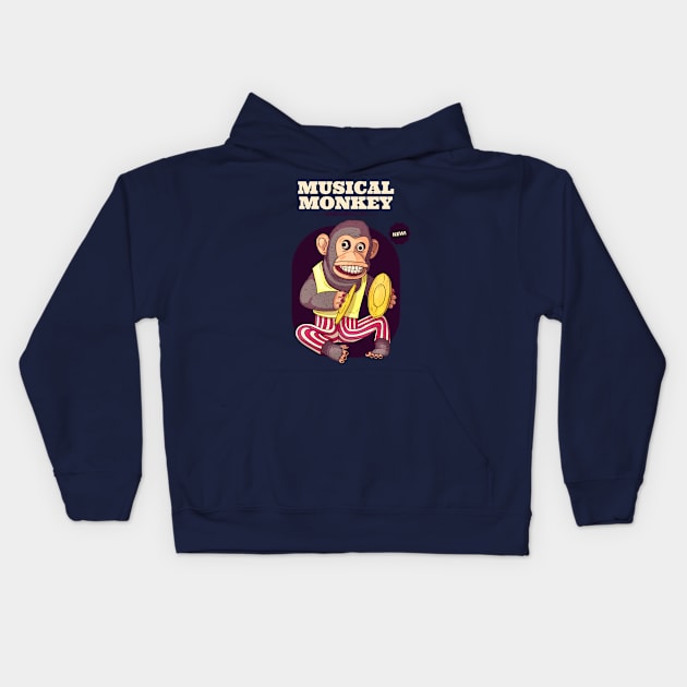 musical monkey Kids Hoodie by WOAT